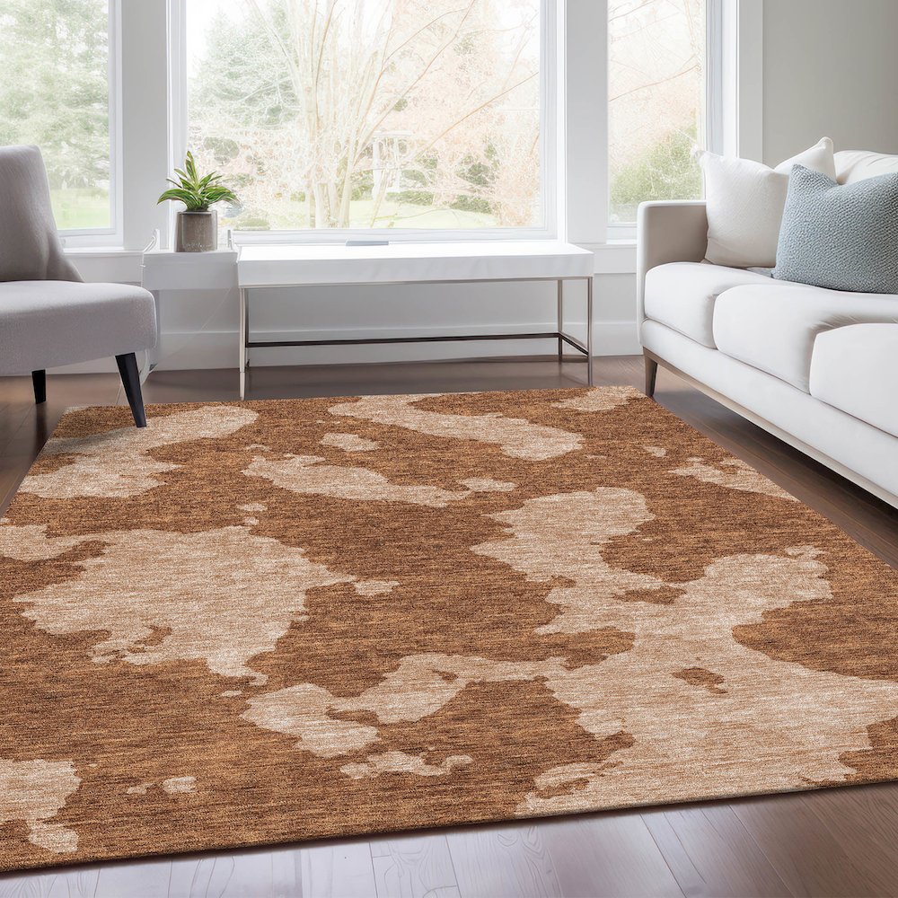 Premium Machine Washable Mayfield AMF975 Terracotta 3' x 5' Rug. Picture 6