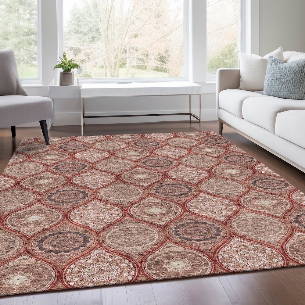 Premium Machine Washable Mayfield AMF976 Paprika 3' x 5' Rug. Picture 6