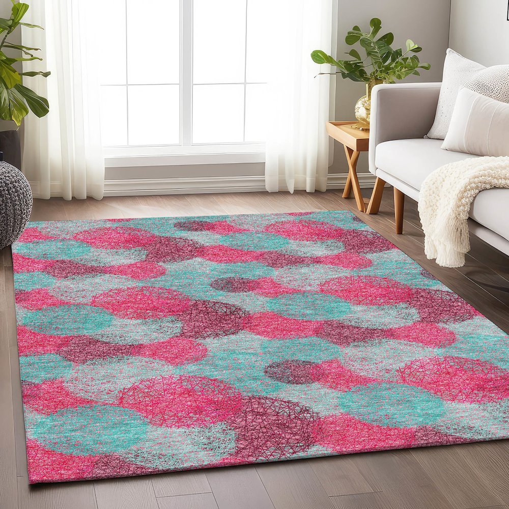 Premium Machine Washable Mayfield AMF977 Pink 3' x 5' Rug. Picture 5