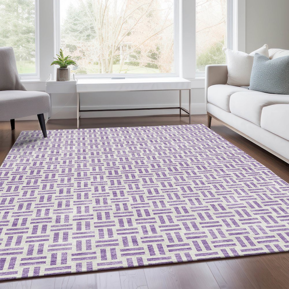 Premium Machine Washable Mayfield AMF978 Lavender 3' x 5' Rug. Picture 6