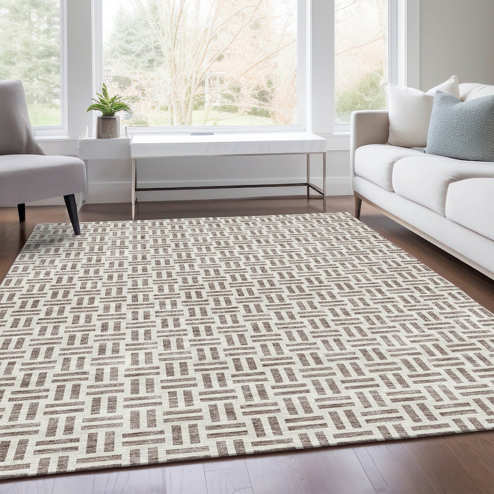 Premium Machine Washable Mayfield AMF978 Taupe 3' x 5' Rug. Picture 6