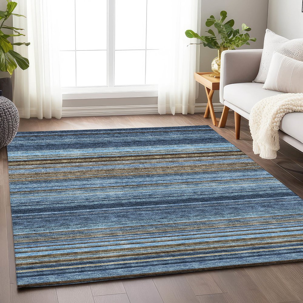 Premium Machine Washable Mayfield AMF979 Navy 3' x 5' Rug. Picture 5