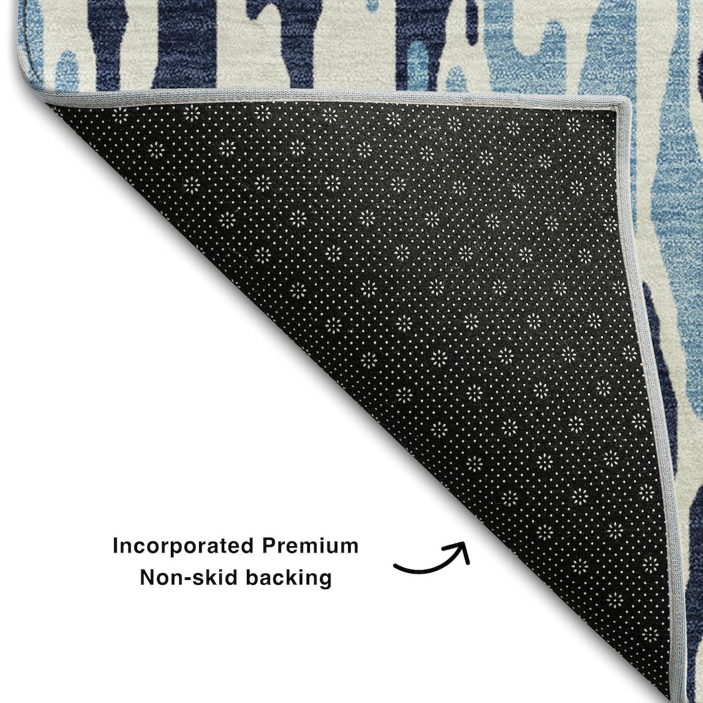 Premium Machine Washable Mayfield AMF986 Blue 2'3" x 7'6" Runner Rug. Picture 2