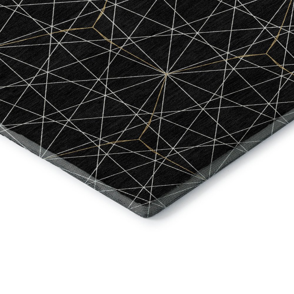 Premium Machine Washable Mayfield AMF987 Black 2'3" x 7'6" Runner Rug. Picture 3