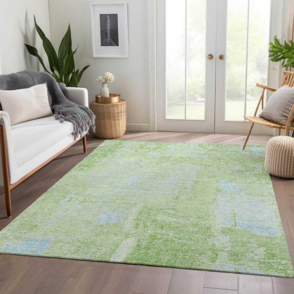 Premium Machine Washable Mayfield AMF989 Green 3' x 5' Rug. Picture 6