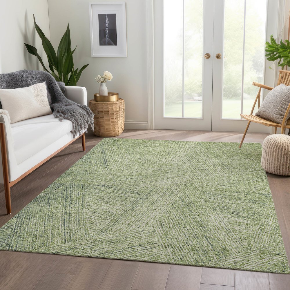 Premium Machine Washable Mayfield AMF991 Aloe 3' x 5' Rug. Picture 6
