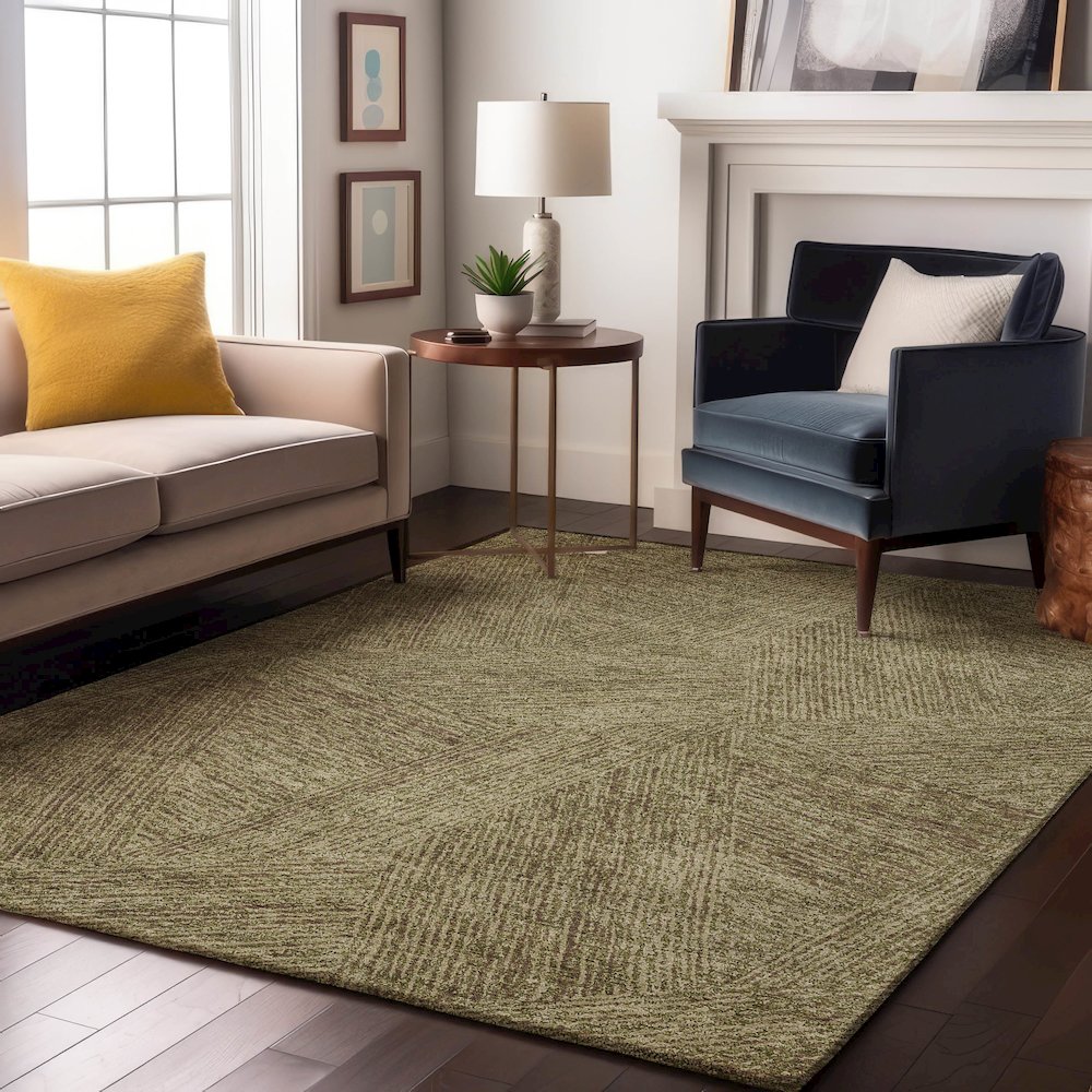 Premium Machine Washable Mayfield AMF991 Green 3' x 5' Rug. Picture 5