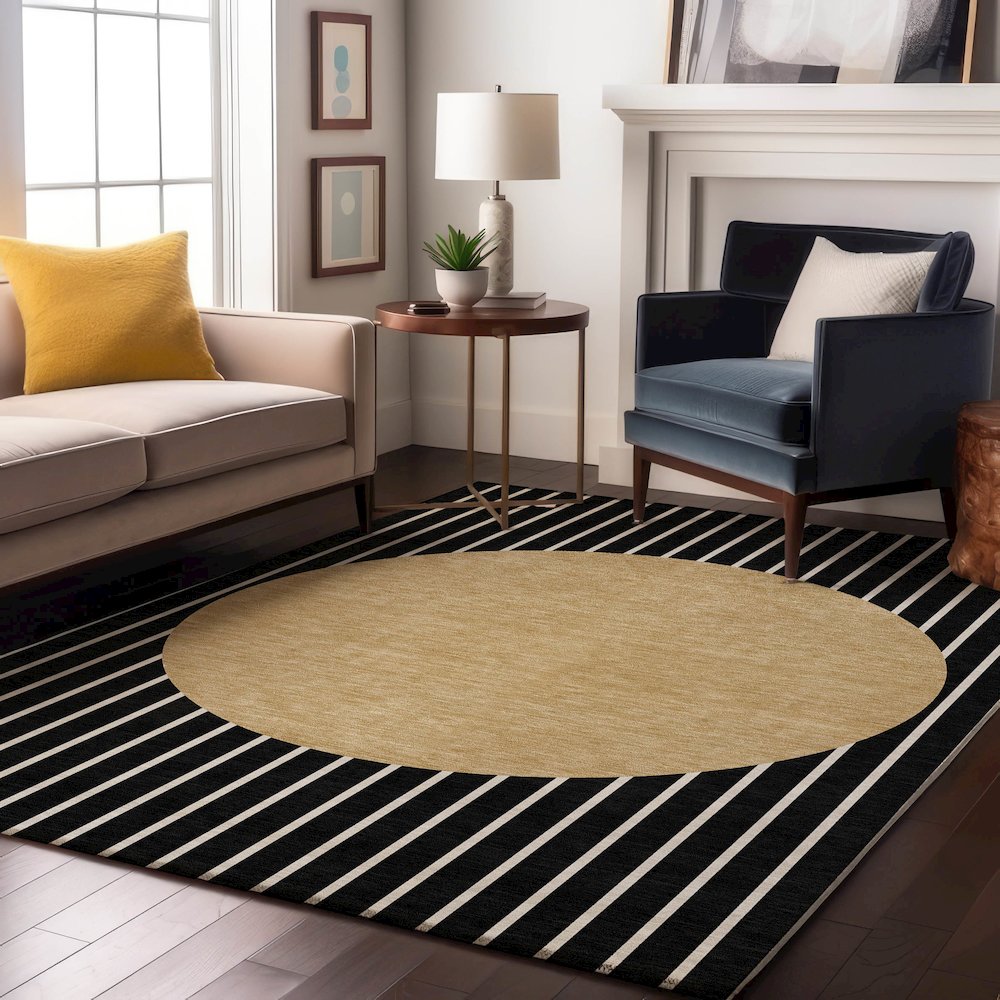 Premium Machine Washable Mayfield AMF994 Black 3' x 5' Rug. Picture 5