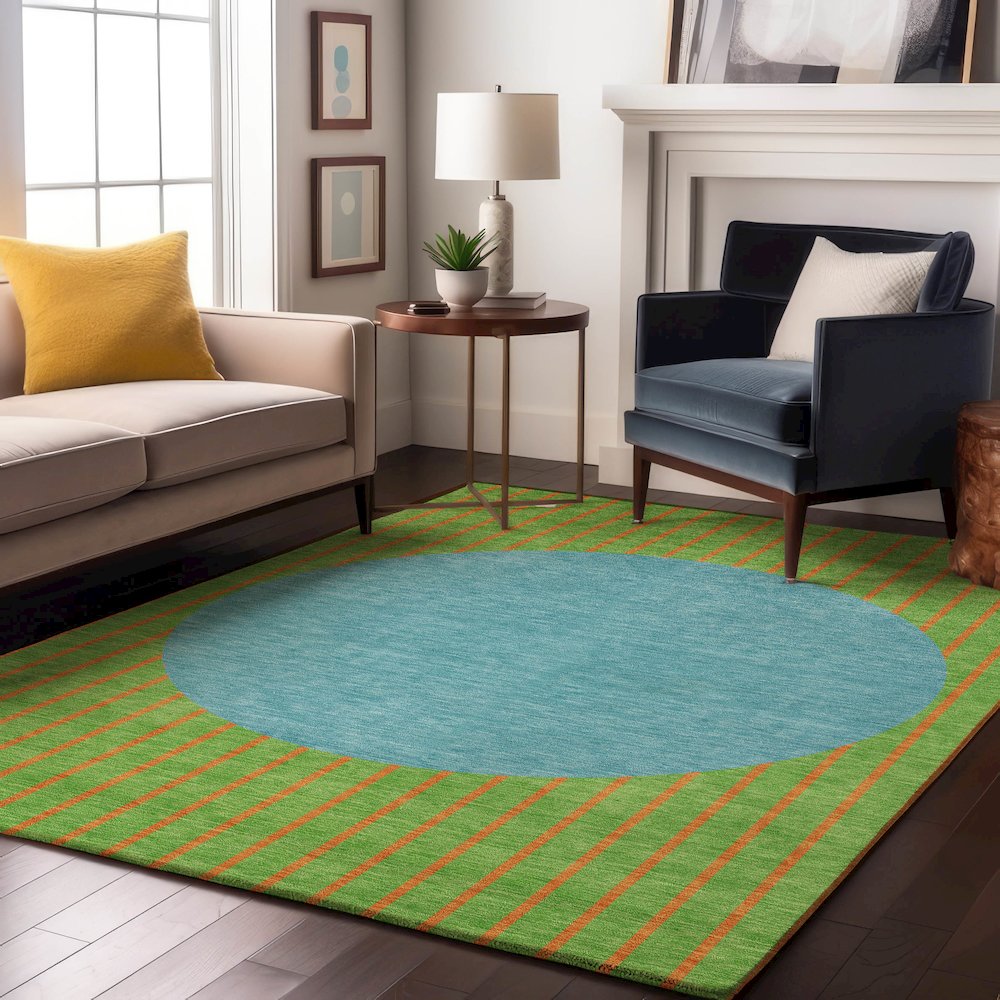 Premium Machine Washable Mayfield AMF994 Lime 3' x 5' Rug. Picture 5