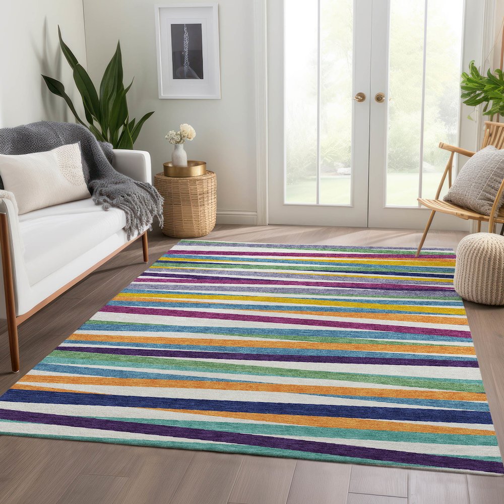 Premium Machine Washable Mayfield AMF997 White 3' x 5' Rug. Picture 6
