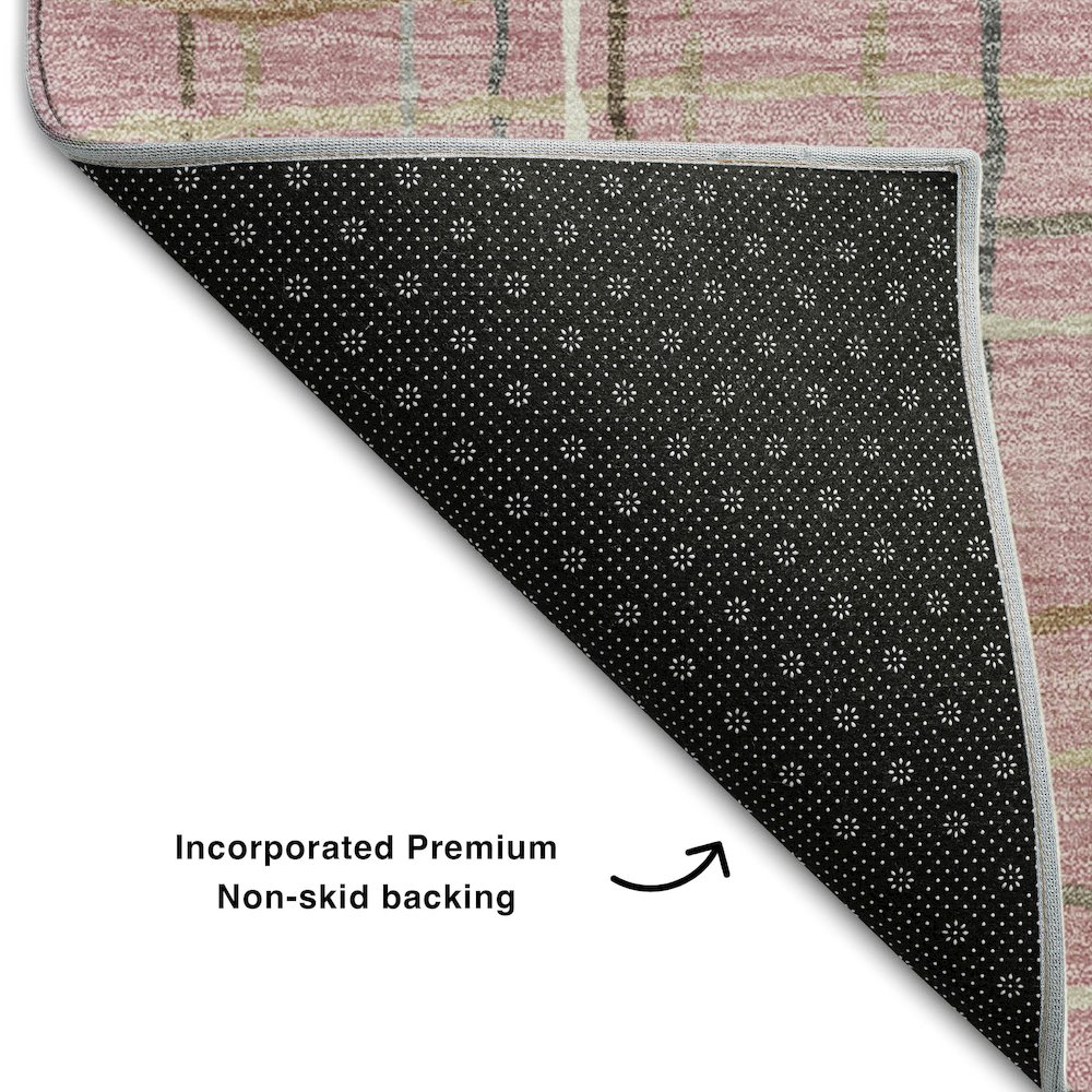 Premium Machine Washable Mayfield AMF998 Pink 2'3" x 7'6" Runner Rug. Picture 2
