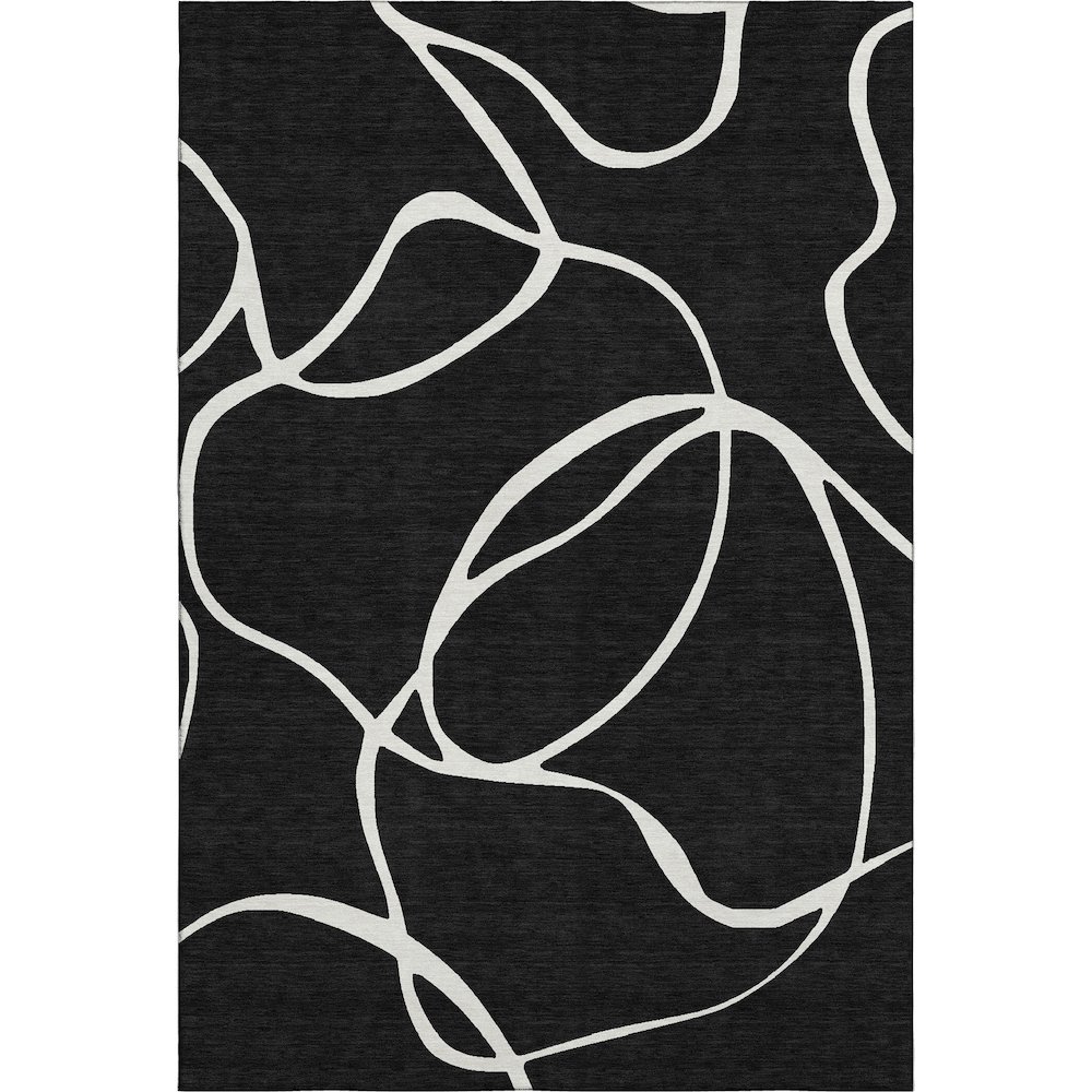 Premium Machine Washable Mayfield AMF999 Black 3' x 5' Rug. Picture 1