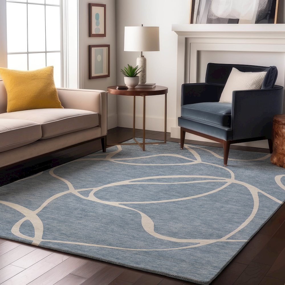 Premium Machine Washable Mayfield AMF999 Denim 3' x 5' Rug. Picture 5
