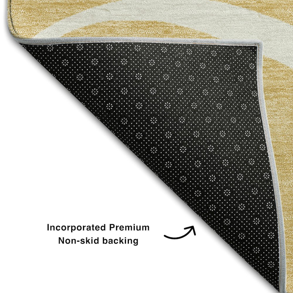 Premium Machine Washable Mayfield AMF999 Gold 2'3" x 7'6" Runner Rug. Picture 2