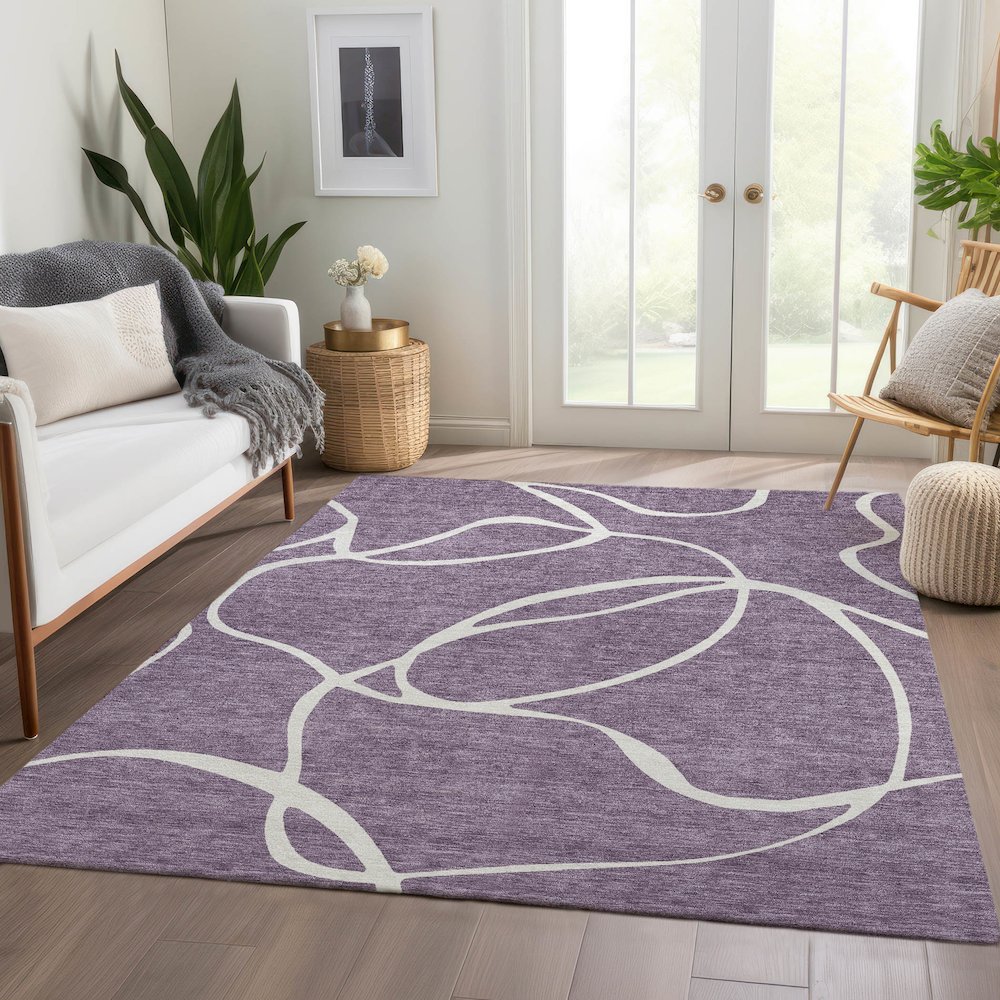 Premium Machine Washable Mayfield AMF999 Purple 3' x 5' Rug. Picture 6