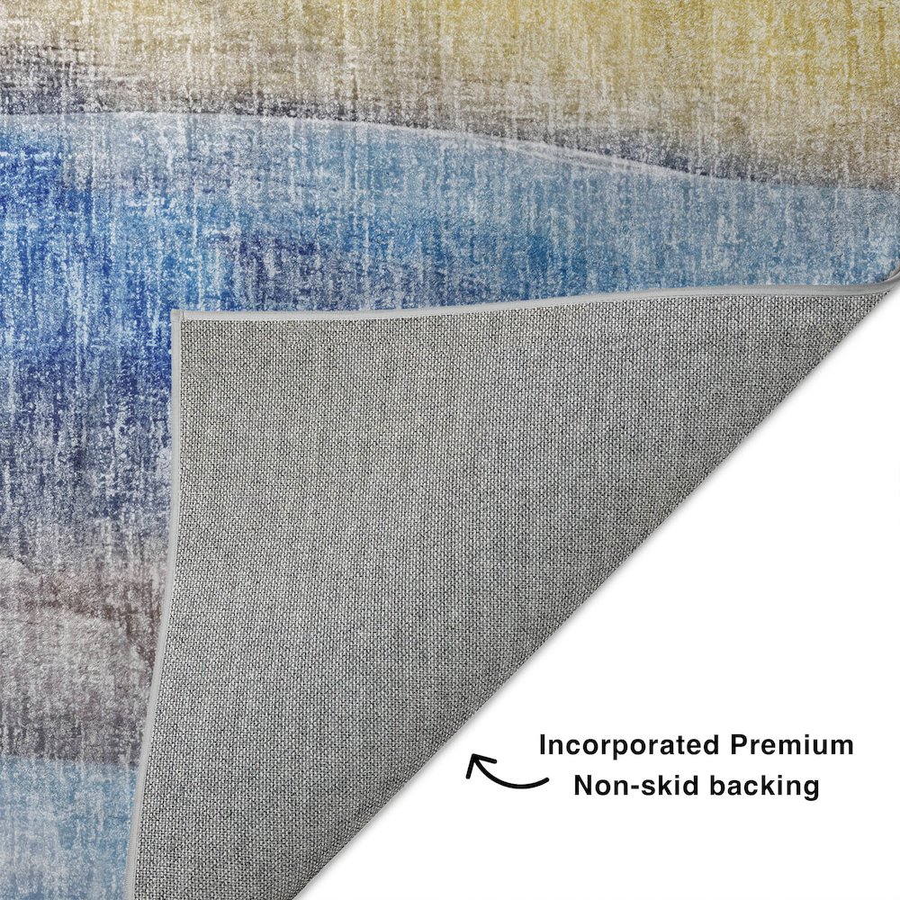 Luxury Washable Boca Blue 2'3" x 7'6" Runner Rug. Picture 4