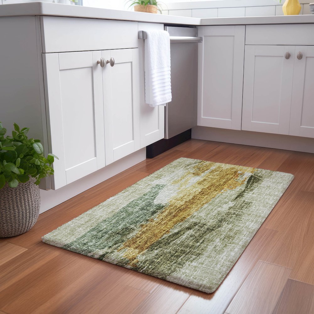 Luxury Washable Boca Aloe 10' x 14' Rug. Picture 5