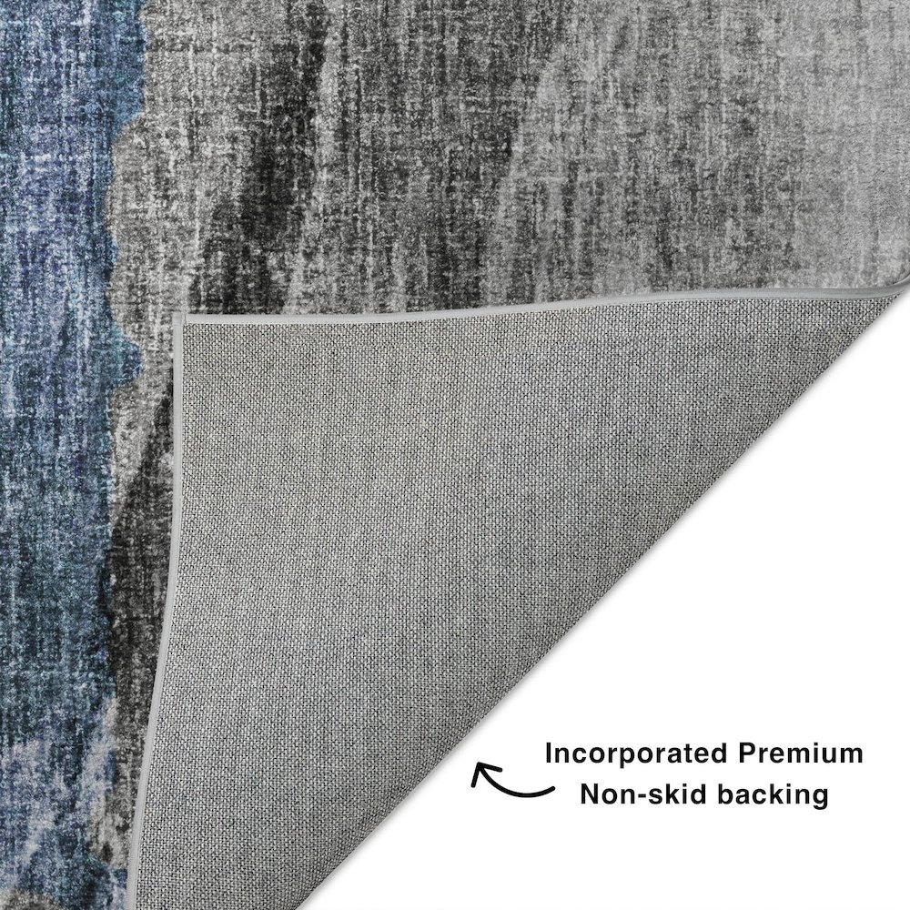 Luxury Washable Boca Pewter 2'3" x 7'6" Runner Rug. Picture 4