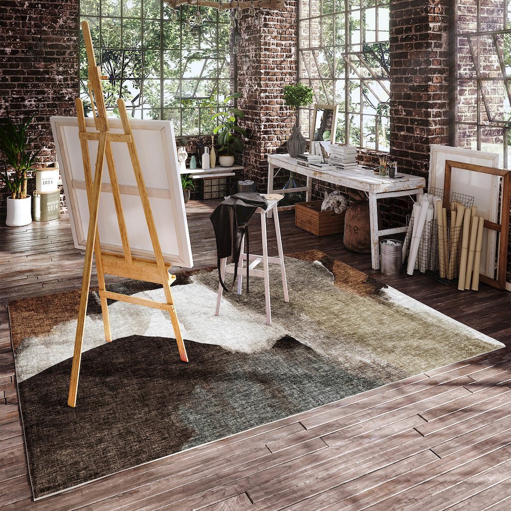 Luxury Washable Boca Taupe 3' x 5' Rug. Picture 5