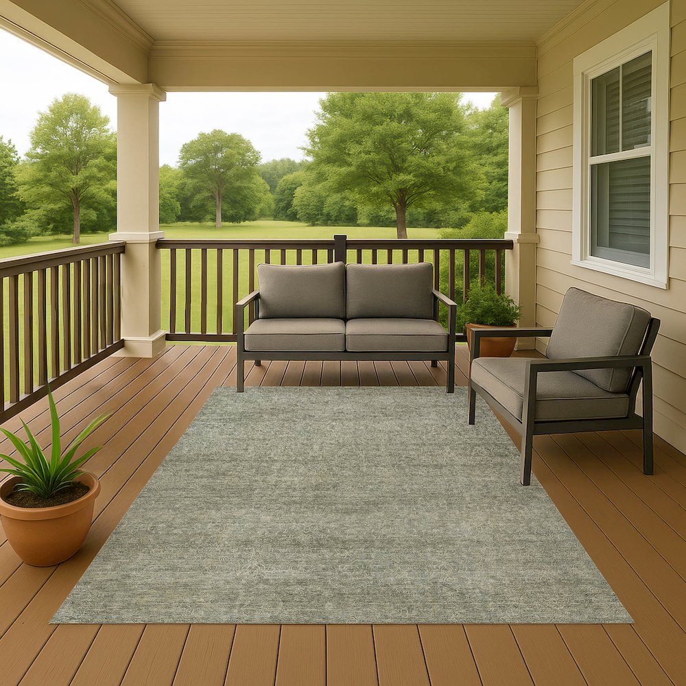 Luxury Washable Indoor/Outdoor Burano Sage 3' x 5' Rug. Picture 6