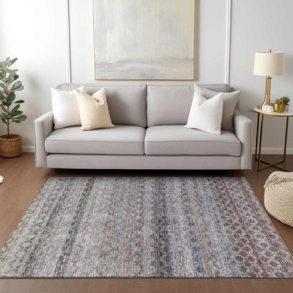 Luxury Washable Indoor/Outdoor Burano Brown 3' x 5' Rug. Picture 5