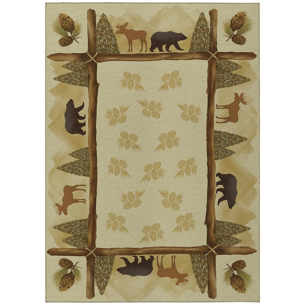 Indoor/Outdoor Excursion EX2 Beige Washable 3' x 5' Rug. Picture 1