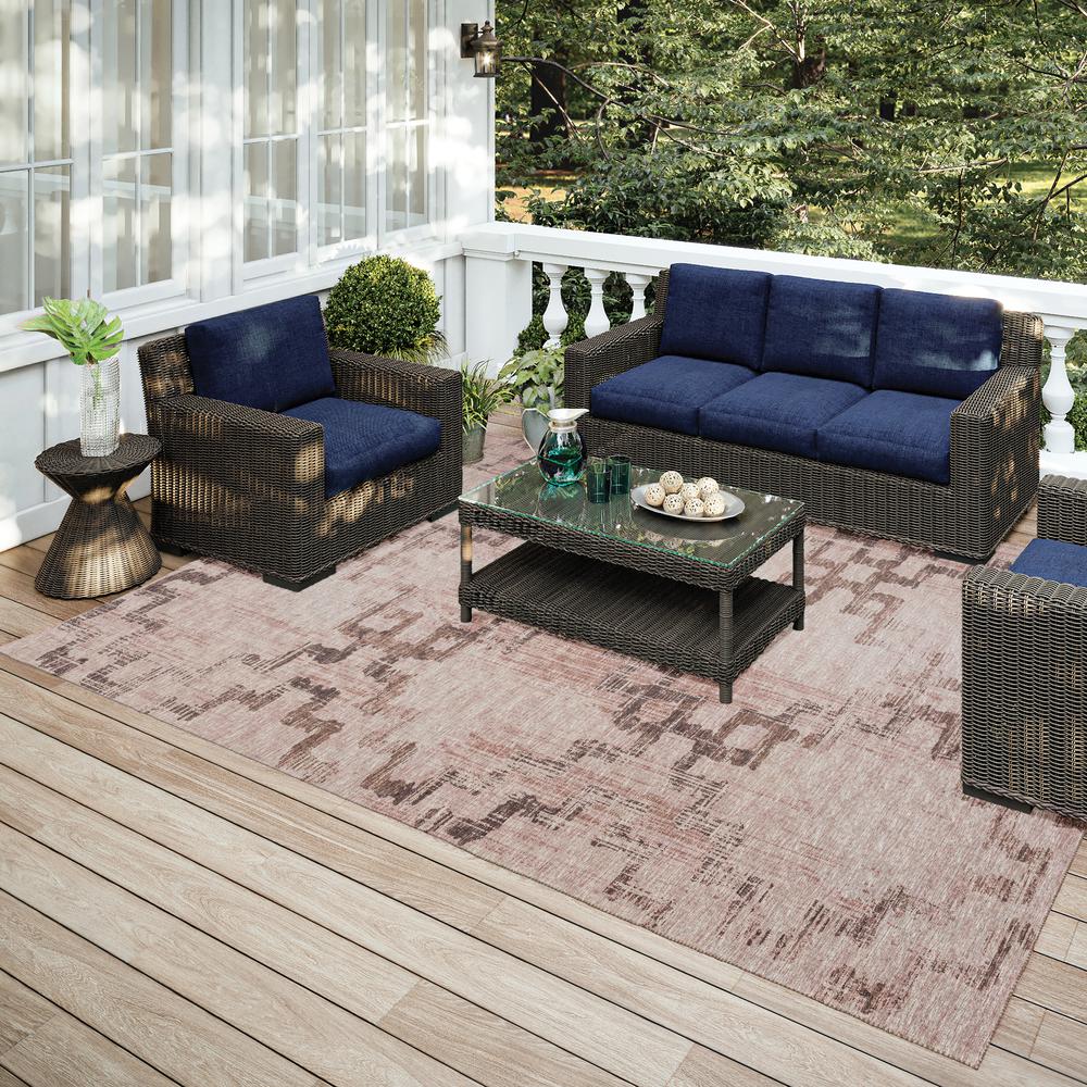 Yuma Mocha Transitional Trellis 9' x 12' Area Rug Mocha AYU45. Picture 1