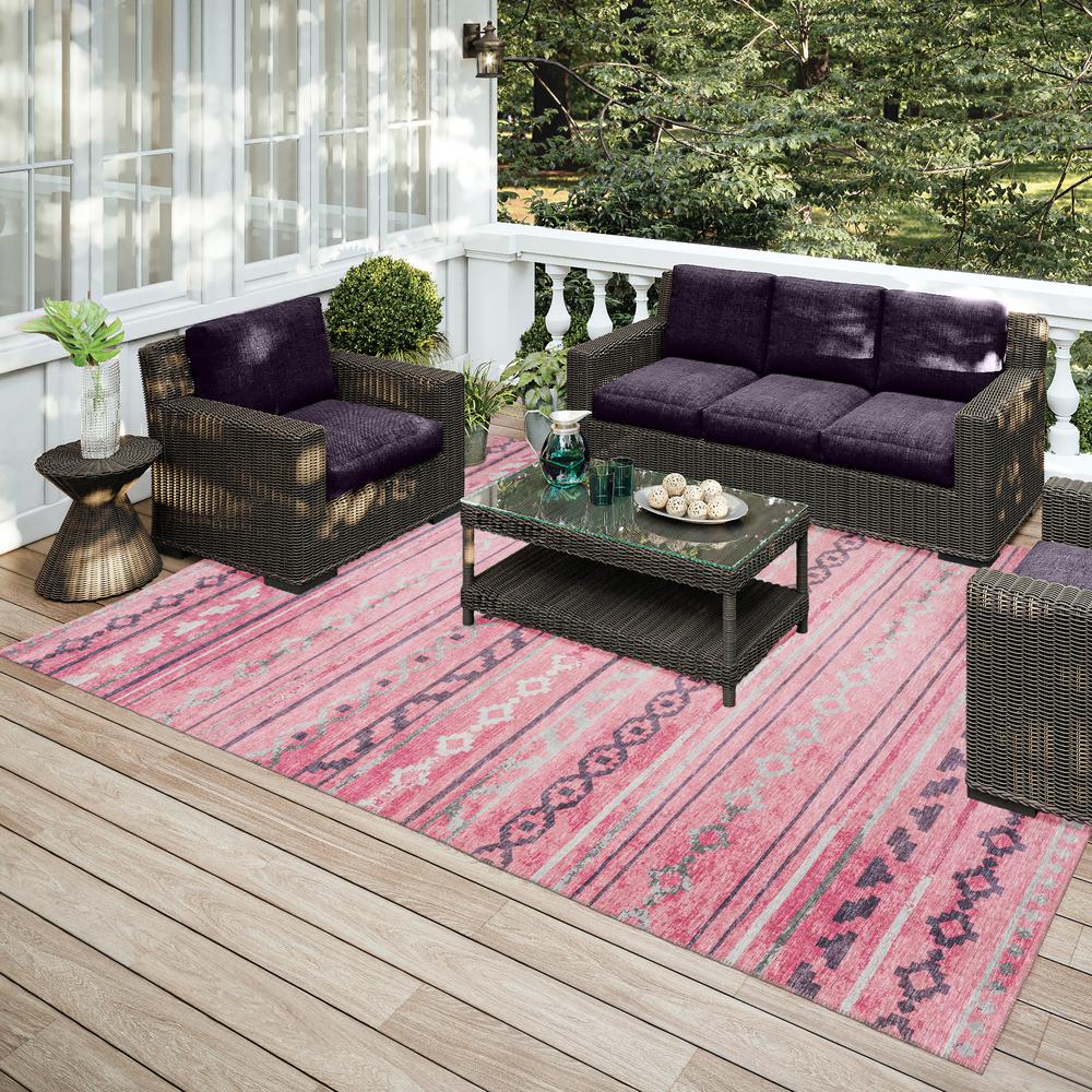 Yuma Pink Bohemian Southwest 9' x 12' Area Rug Pink AYU40. Picture 1