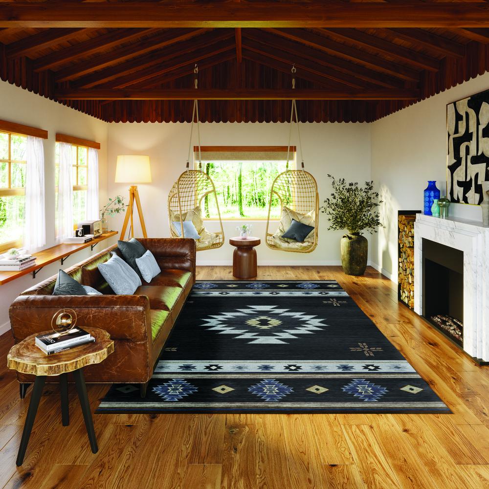 Indoor/Outdoor Sonora ASO34 Midnight Washable 3' x 5' Rug. Picture 2