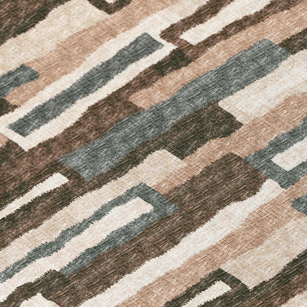 Bravado Earth Contemporary Striped 2'3" x 7'6" Runner Rug Earth ABV37. Picture 5