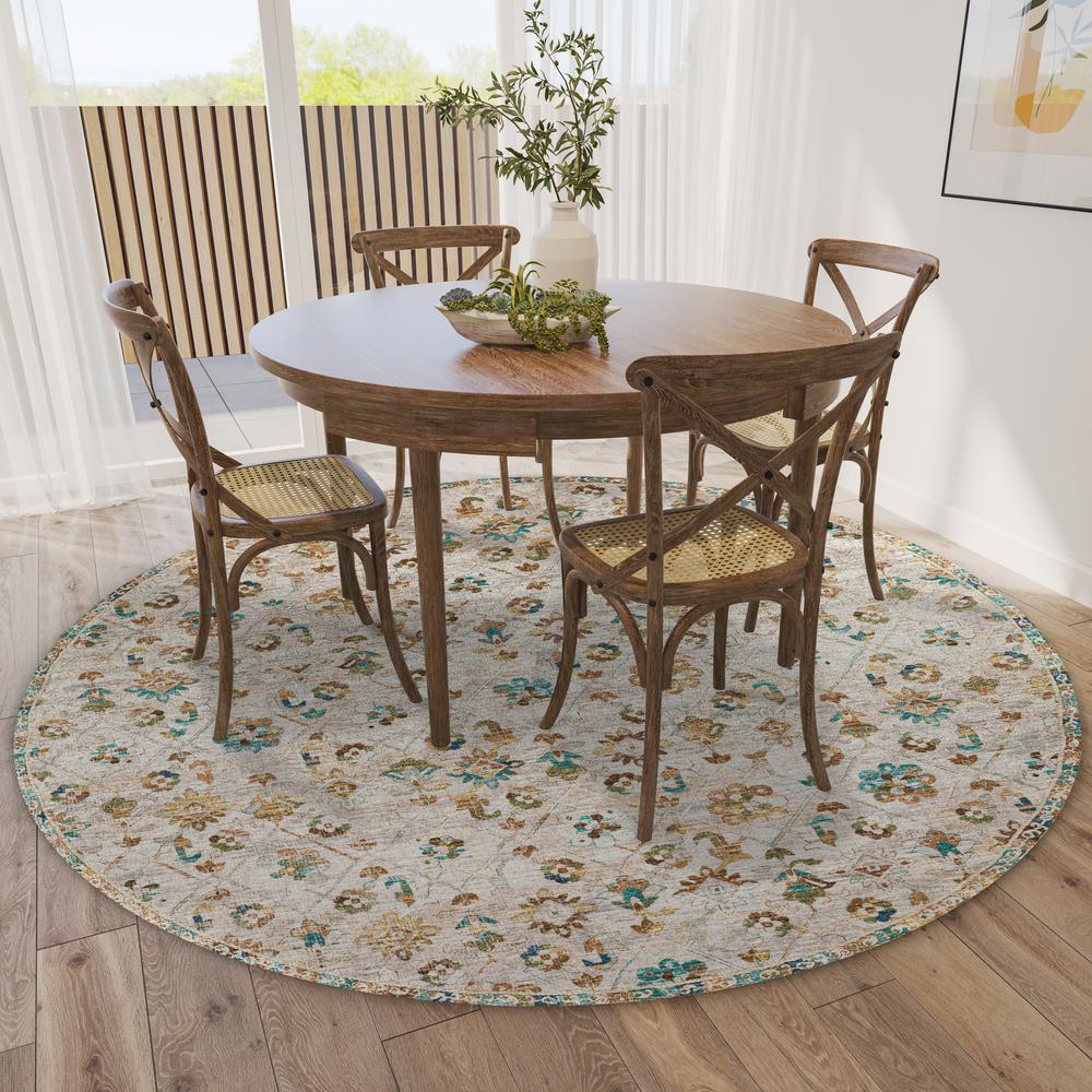 Jericho JC8 Parchment 4' x 4' Round Rug. Picture 2
