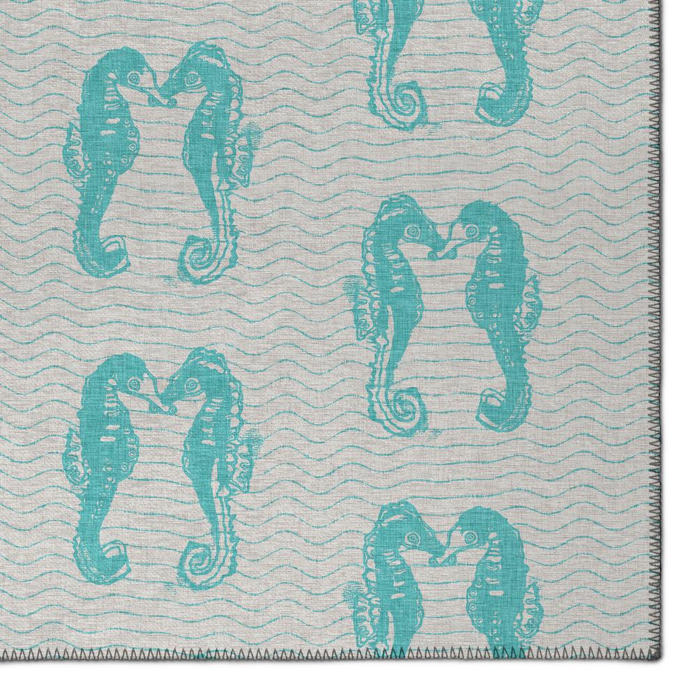 Indoor/Outdoor Surfside ASR45 Aqua Washable 1'8" x 2'6" Rug. Picture 3