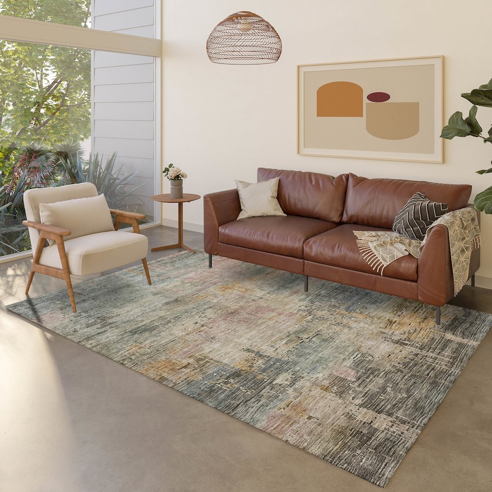 Luxury Washable Indoor/Outdoor Kochi Granite 3' x 5' Rug. Picture 5