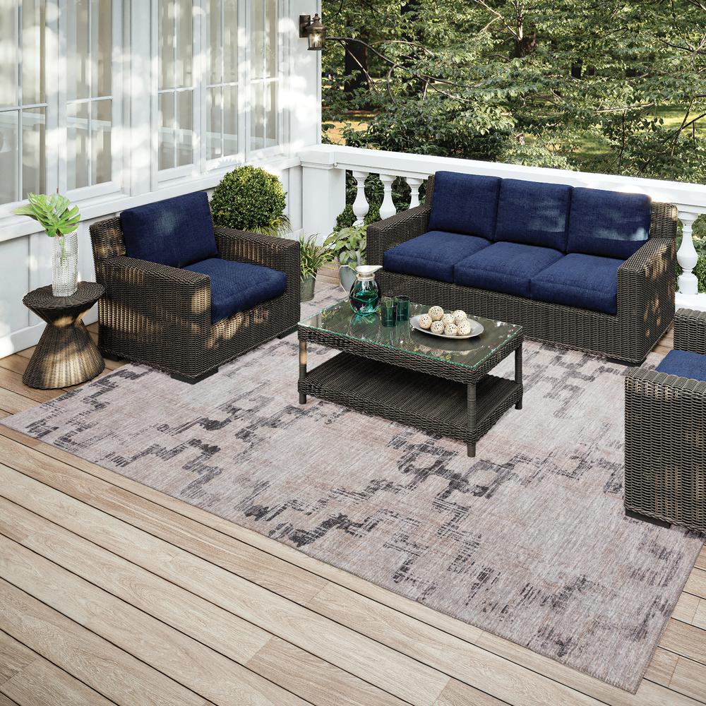 Yuma Taupe Transitional Trellis 9' x 12' Area Rug Taupe AYU45. Picture 1