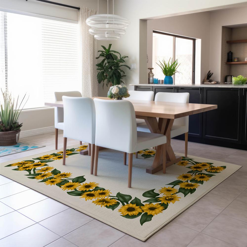 Indoor/Outdoor Kendall KE17 Beige Washable 2'6" x 3'10" Rug. Picture 6