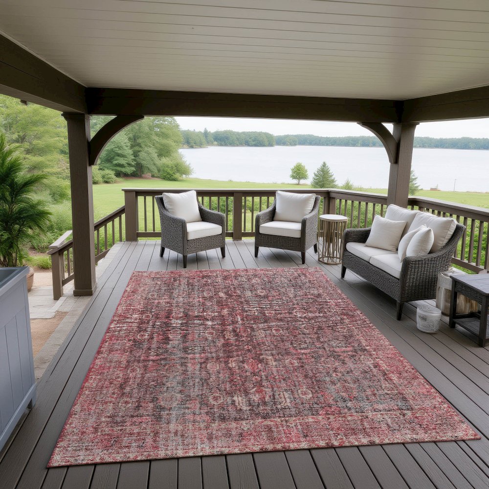 Indoor/Outdoor Karaj Pink 3' x 5' Rug. Picture 6