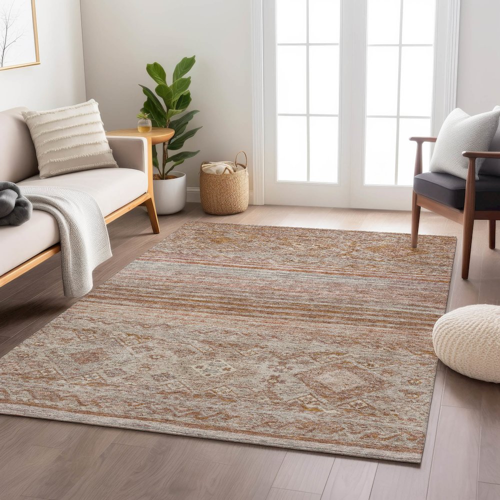 Indoor/Outdoor Karaj Copper 3' x 5' Rug. Picture 5