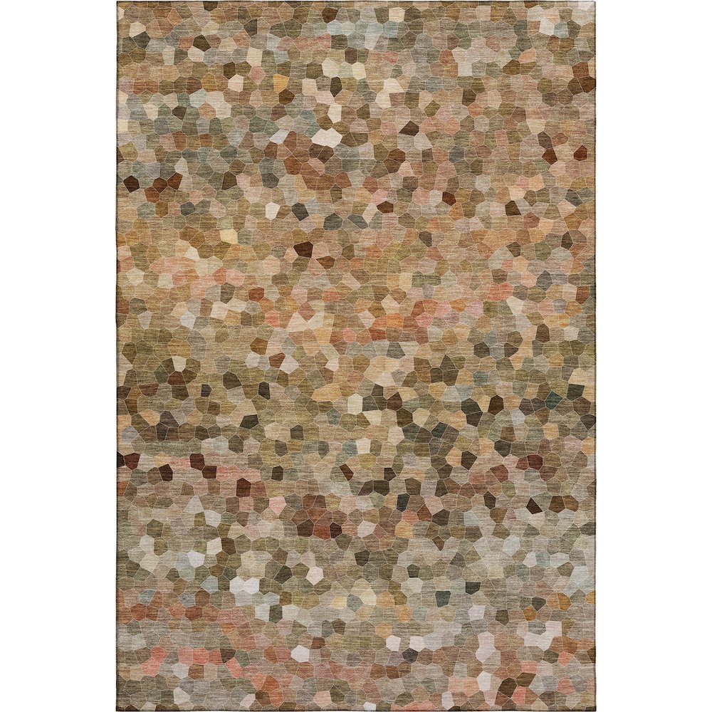 Luxury Washable Indoor/Outdoor Kaleidoscope KL1 Orange 3' x 5' Rug. Picture 1