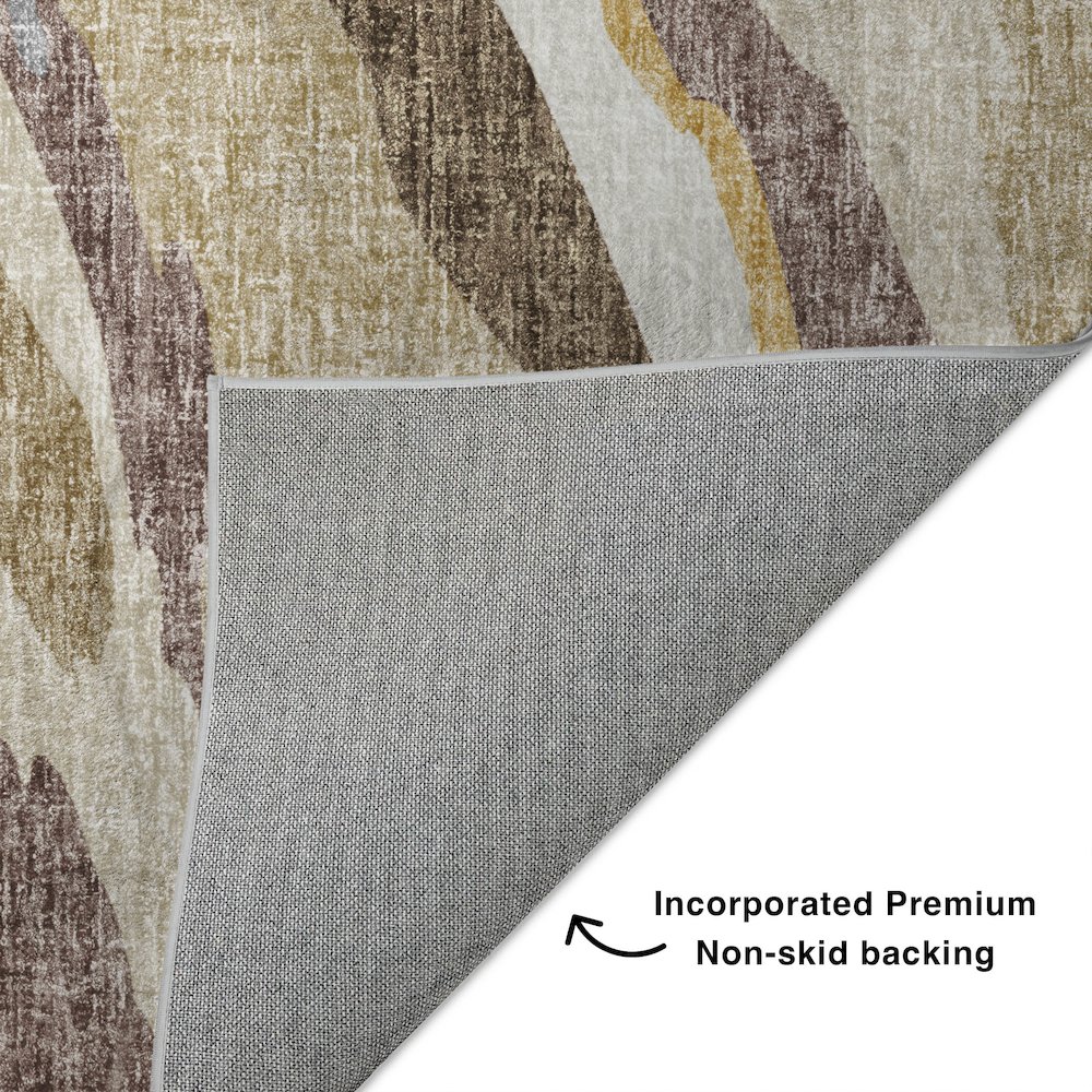 Luxury Washable Lorenzo Beige 2'3" x 7'6" Runner Rug. Picture 4