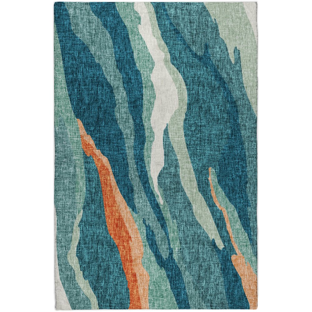 Luxury Washable Lorenzo Teal 3' x 5' Rug. Picture 1