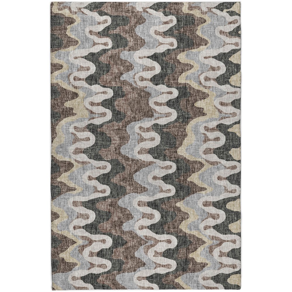 Luxury Washable Lorenzo Charcoal 3' x 5' Rug. Picture 1