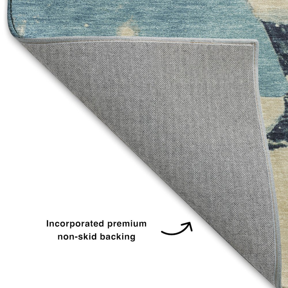 Luxury Washable Indoor/Outdoor Merry & Bright Blue 2'3" x 7'6" Runner Rug. Picture 4
