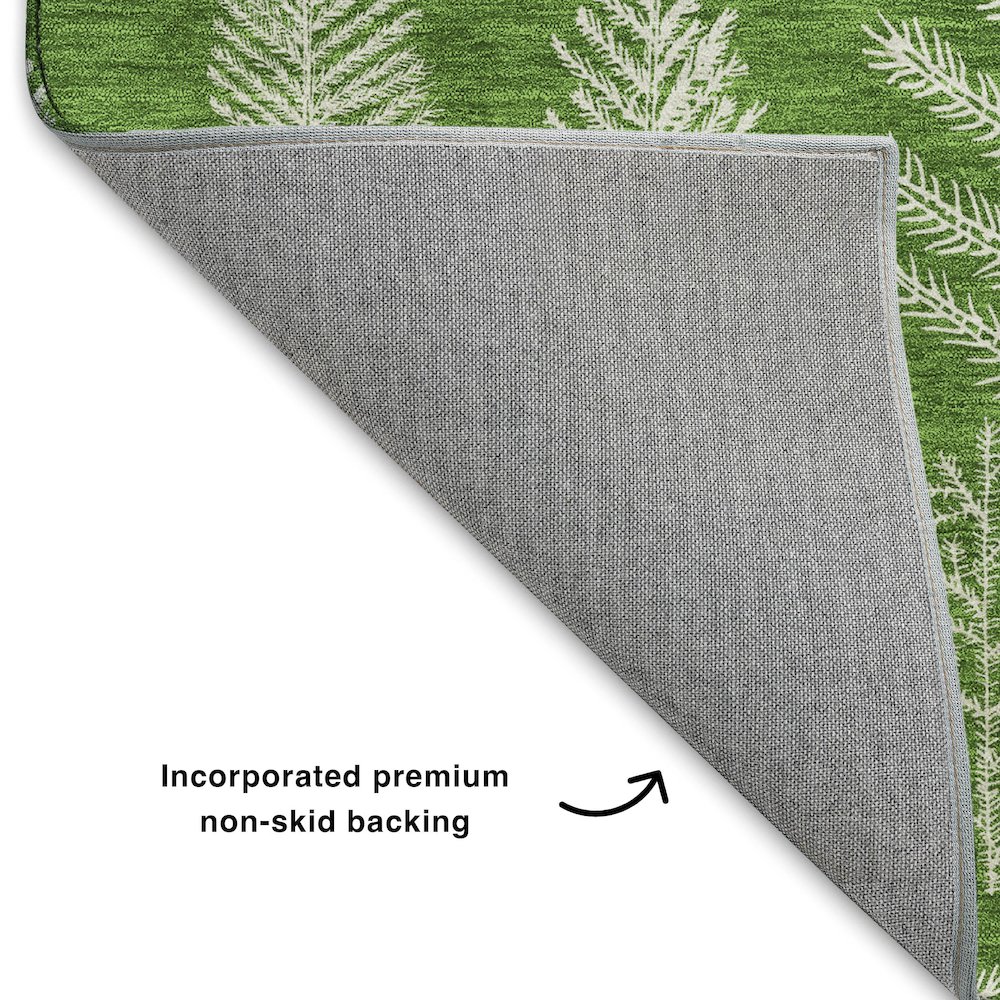 Luxury Washable Indoor/Outdoor Merry & Bright Green 2'3" x 7'6" Runner Rug. Picture 4
