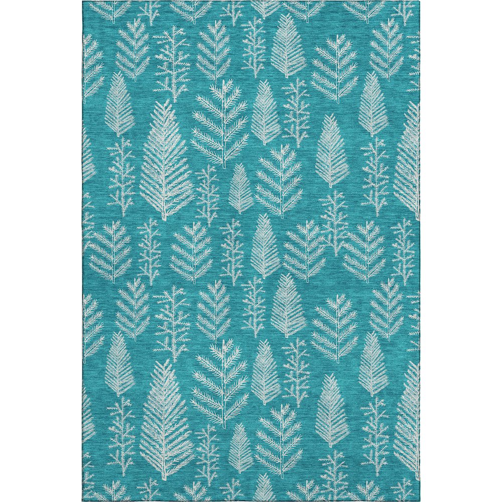 Luxury Washable Indoor/Outdoor Merry & Bright Teal 3' x 5' Rug. Picture 1