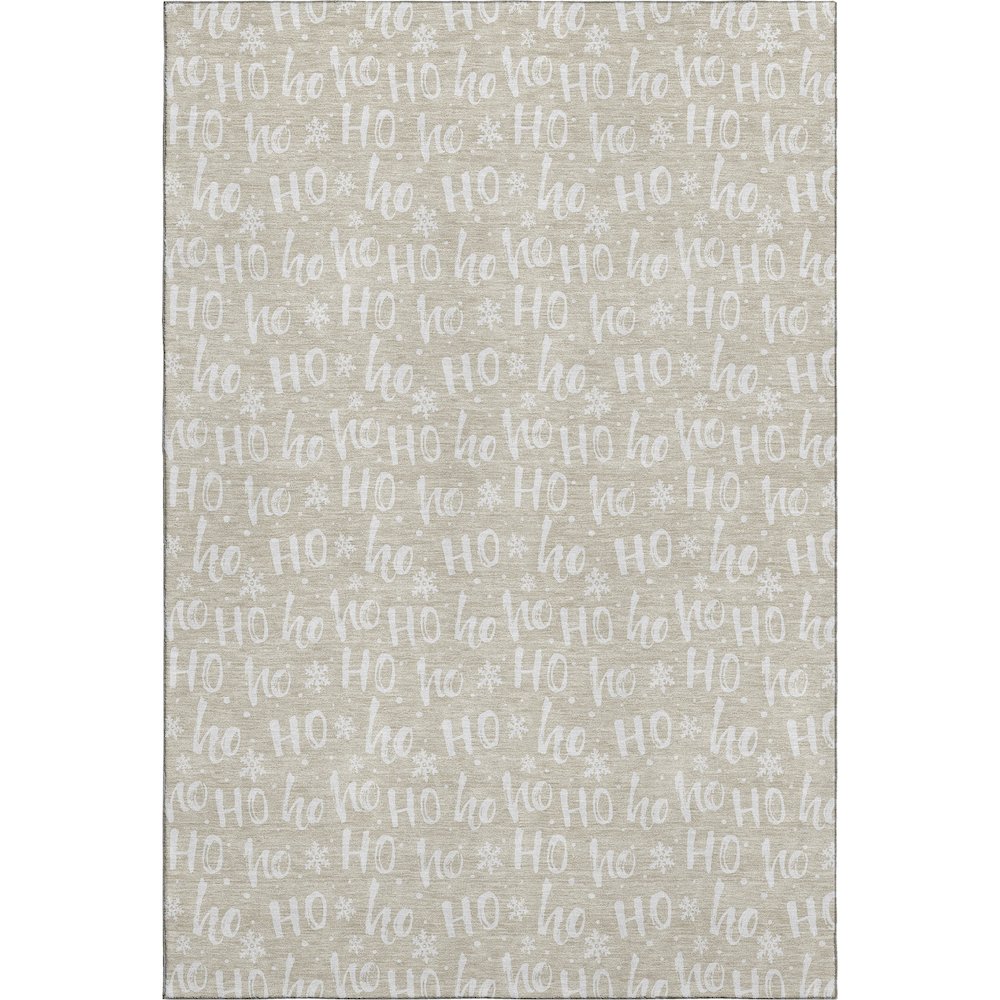 Luxury Washable Indoor/Outdoor Merry & Bright Beige 3' x 5' Rug. Picture 1