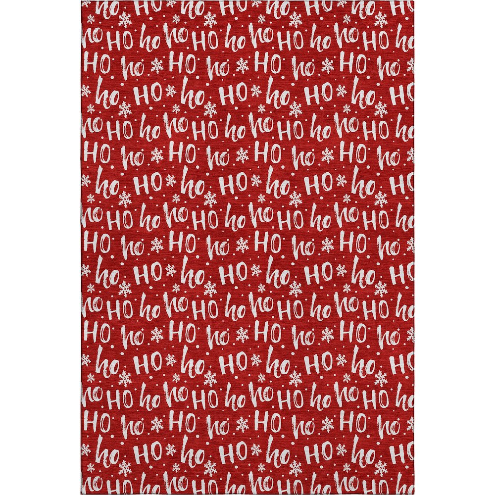 Luxury Washable Indoor/Outdoor Merry & Bright Red 3' x 5' Rug. Picture 1
