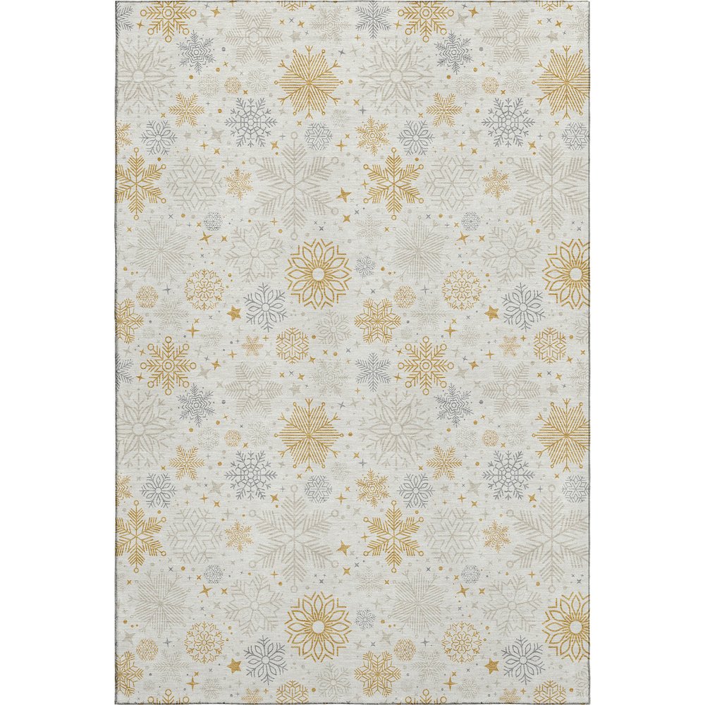Luxury Washable Indoor/Outdoor Merry & Bright Ivory 3' x 5' Rug. Picture 1