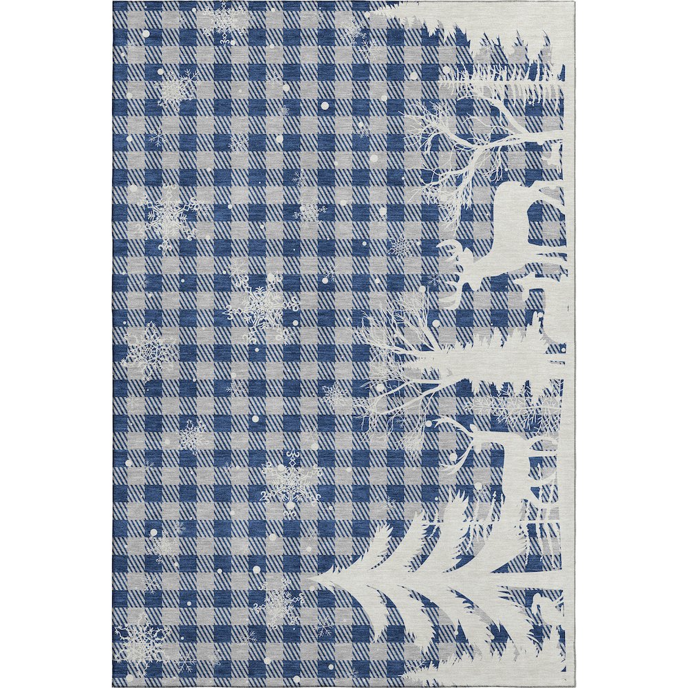 Luxury Washable Indoor/Outdoor Merry & Bright Blue 3' x 5' Rug. Picture 1