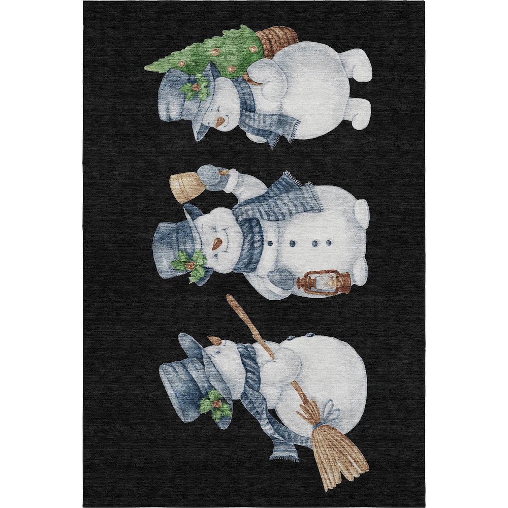 Luxury Washable Indoor/Outdoor Merry & Bright Black 3' x 5' Rug. Picture 1