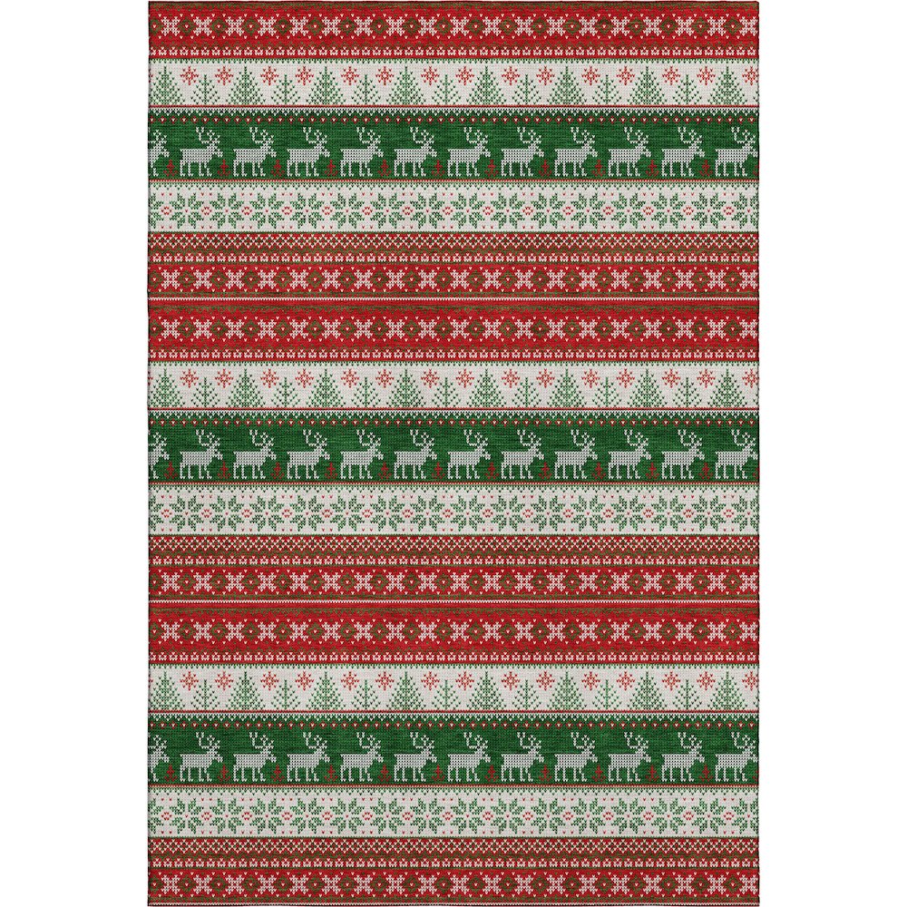 Luxury Washable Indoor/Outdoor Merry & Bright Red 3' x 5' Rug. Picture 1
